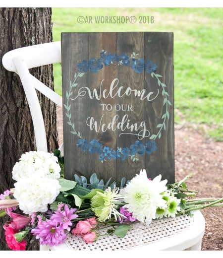 ARW Custom Wood Sign - Welcome to Our Wedding - 14"x19" Plank Wood Sign